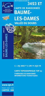 Ign Top 25 #3423 et Baume-les-Dames, Vallée du Doubs